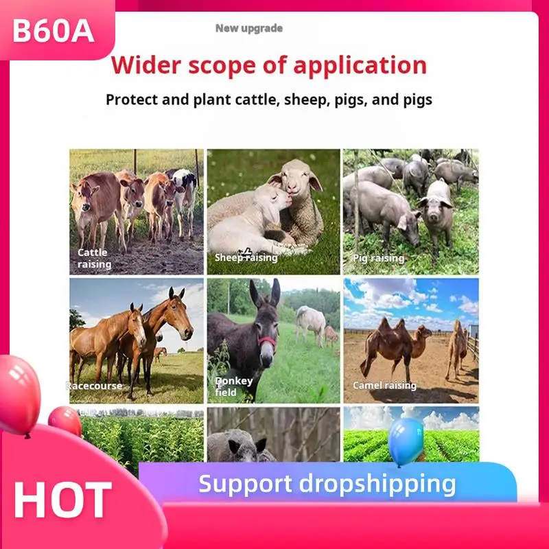 

B60A Electronic Pulse Fence Electronic Fence Booster 5KM 12V Energizer Controller For Animals Livestock US-PLUG