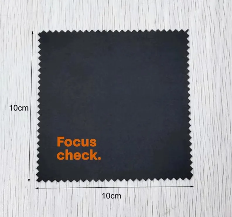 100 Pieces 10x10cm Black Suede Cleaning Cloths Lens Cloth Screen Printed With Orange Logo Customised Logo