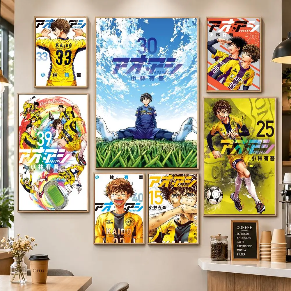 Anime Ao Ashi Soccer Sports Poster PP Decorative Poster Water-Resistant Print Apartment Dorm Office Cafe Gift