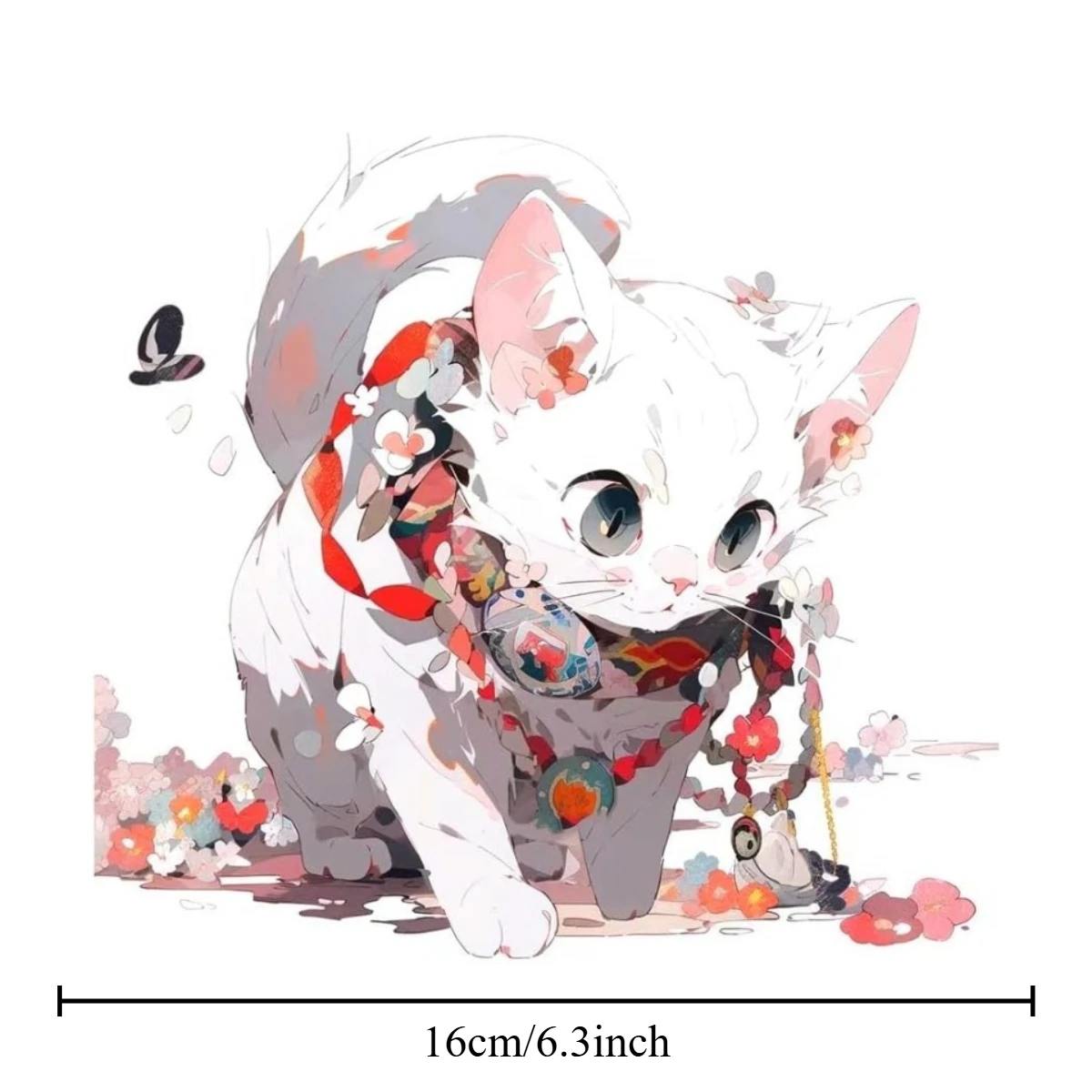 1Pc 2D Flat Cute Anime Cat Vinyl Sticker, Waterproof Decal for Car Bumper Trunk Bike Camper Decor, Holiday Gift