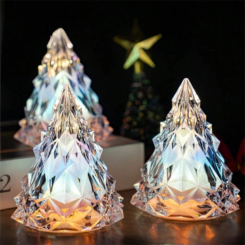 Christmas Tree Iceberg Lights Warm Light Color Crystal Lamp Snowy Mountain Romantic Nightlight LED Home Decor Sleep Light Gifts