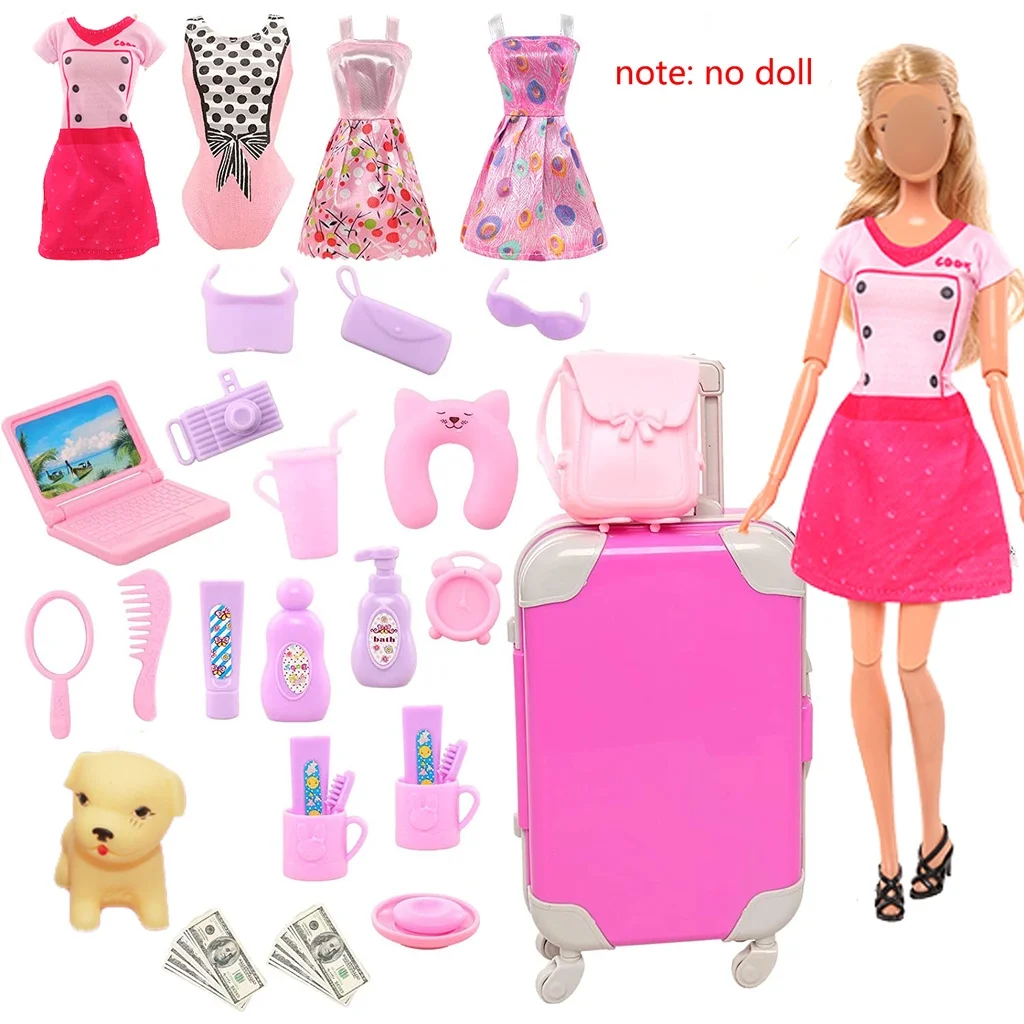 Doll Accessories for Barbie for Ken Clothes Suitcase Telescope Sunglasses Bills Kids for Barbie Accesorios Kids Toys Gift