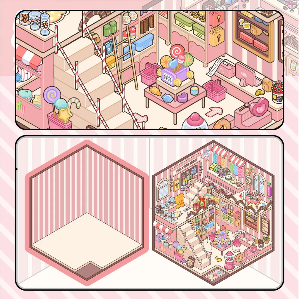Cartoon Scenery Stickers Pink Candy House Miniature World 3D Hut Stress-Relieving Stickers for Hand Account AnimeWorlds Store