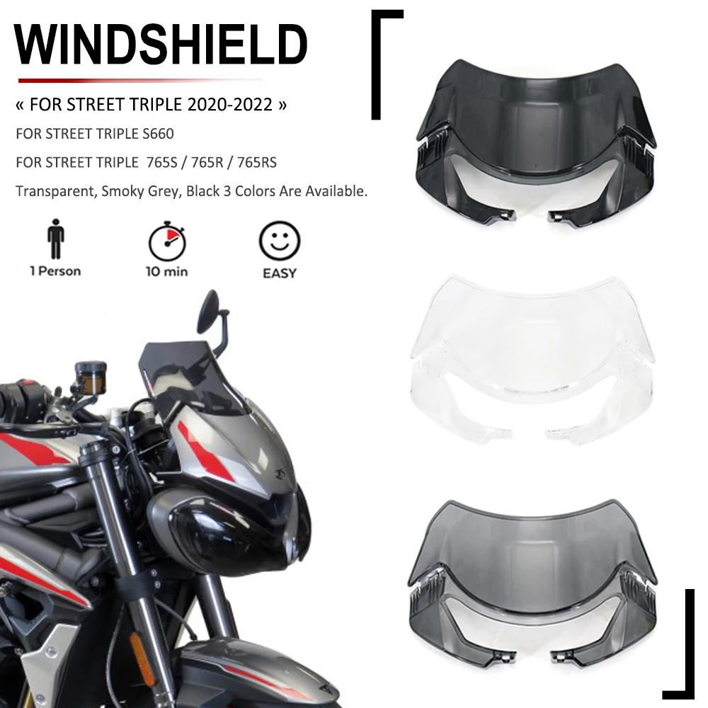 For Street Triple S660 S 660 765 S RS R 765RS 765R 765S 2020 - 2022 Motorcycle Front Windscreen Windshield Wind Deflector Screen