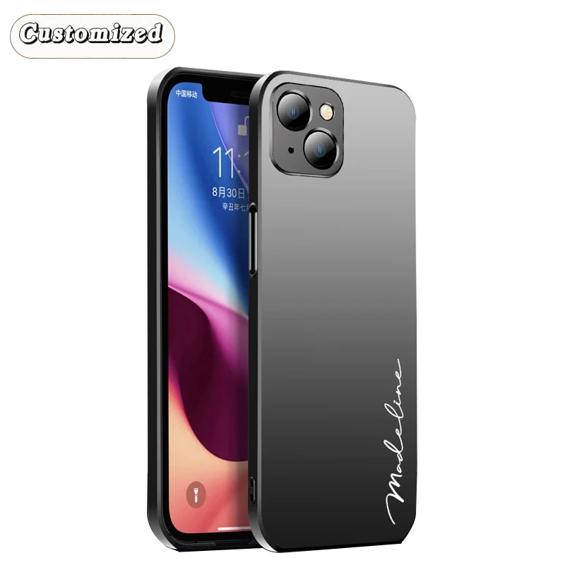 Personalized DIY Name Customized Case For iPhone 15 14 13 12 11 Pro Max Luxury Hard Matte Plastic Magnetic Car Holder Cover 15