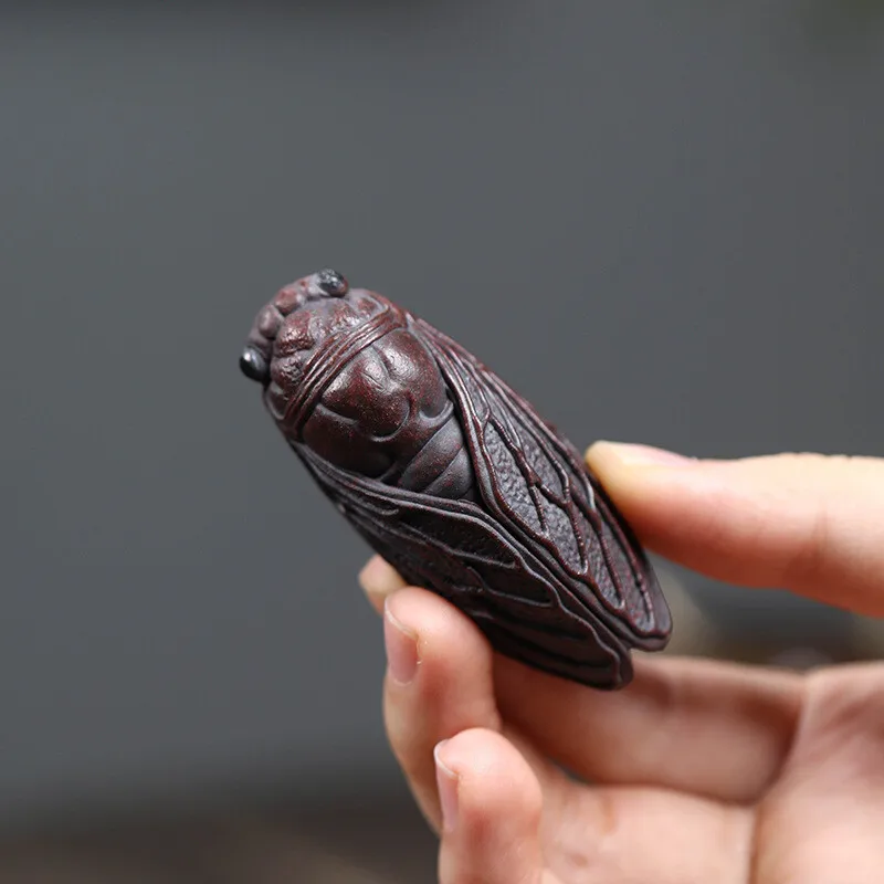 Chinese Artware Cicada Yixing Zisha Purple Clay Tea Pet Garden Decoration New