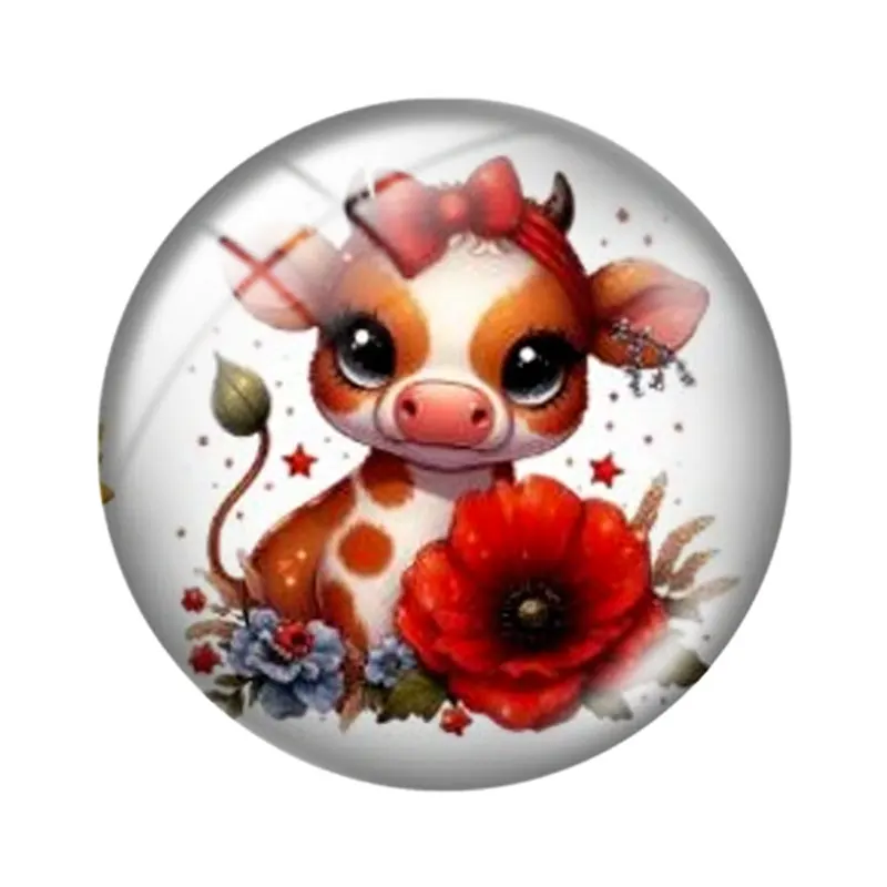 Baby Highland Cow 12/18/20/25mm glass cabochon  bracelet pendant rings for jewelry demo earrings back Making findings