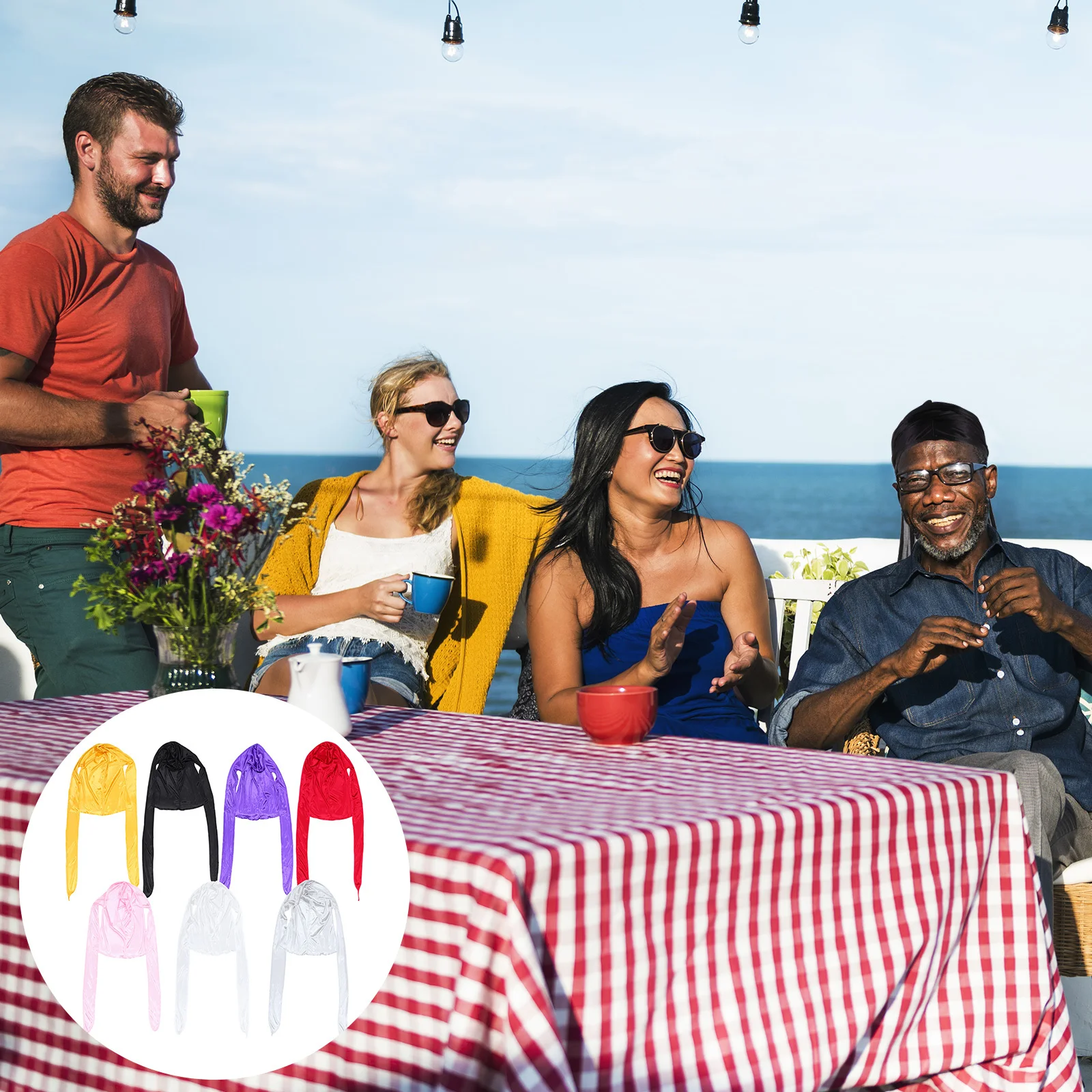 

7 шт., шелковистая повязка на голову Durag с длинным хвостом, широкий ремешок, шелковая повязка на голову Durag, дышащая легкая повязка для волос для мужчин Durag