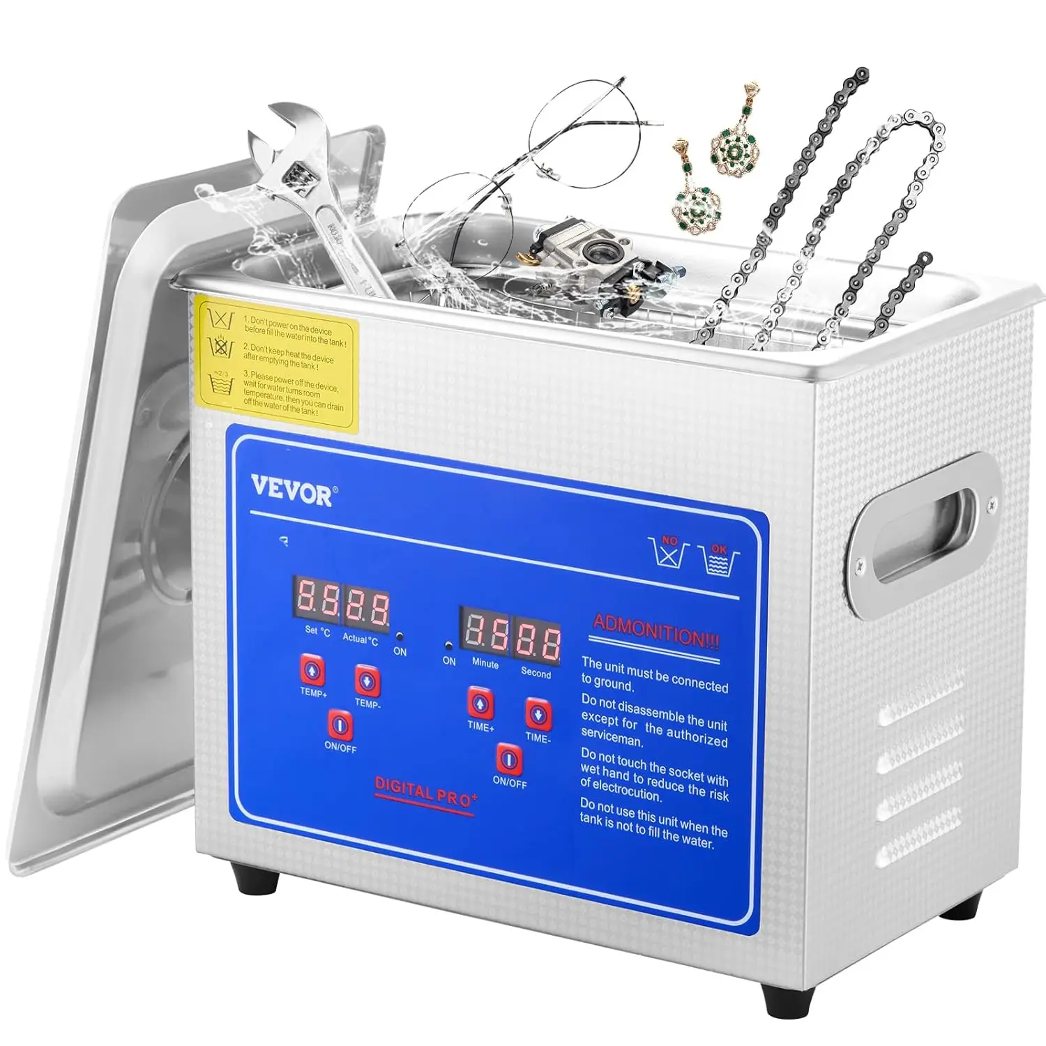 

Ultrasonic Cleaner with Digital Timer & Heater,Professional Ultra Sonic Jewelry Cleaner, Stainless Steel Heated Cleaning Machine