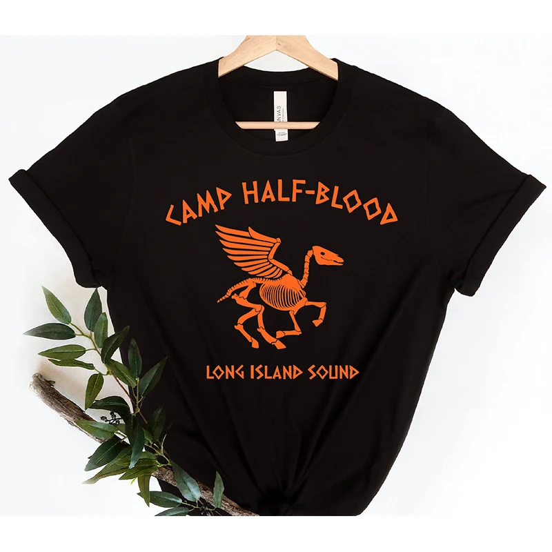 Camiseta de algodón para Halloween para mujer, ropa gótica, Camp, Half Blood Long Island, Sound Skull, Anmial, divertida, Wicca