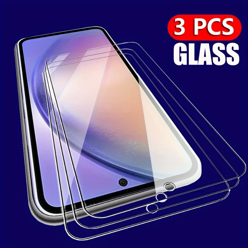

3 упаковки защитных пленок из прозрачного закаленного стекла для Samsung Galaxy A16 5G A56 A55 A54 A15 A14 A33 A32 A35 A36 A06 A05 A04 A05