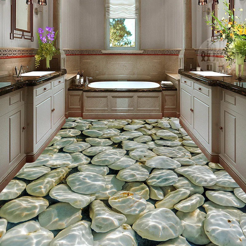Photo Wallpaper Modern 3D Stone Pattern Floor Tiles Painting Murals Sticker Living Room PVC Waterproof Wear Wall Paper 3 D