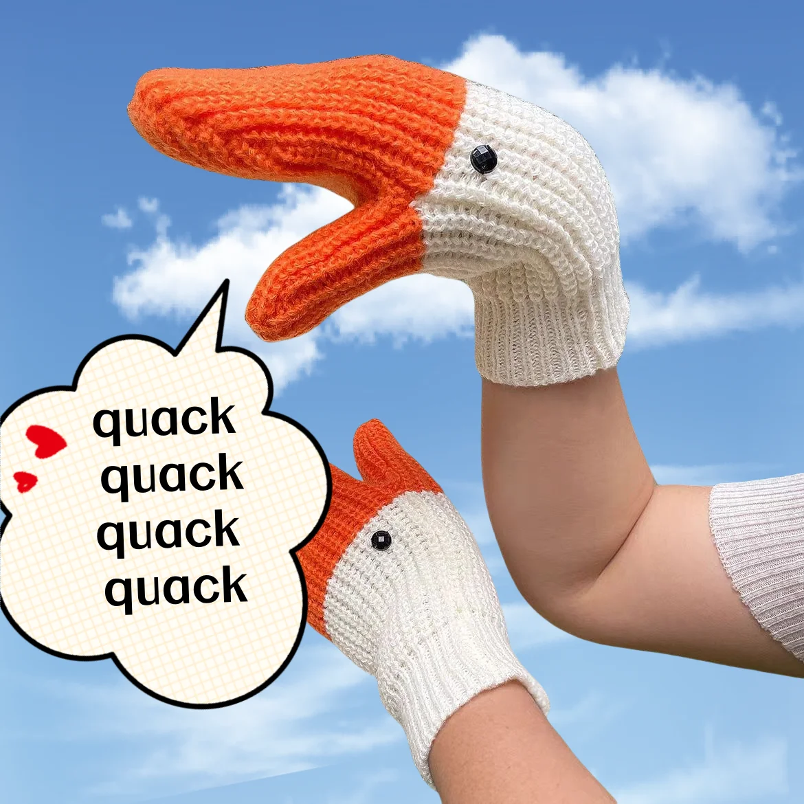 

Autumn and winter cold and warm unisex three-dimensional swan full-finger knitted mittens