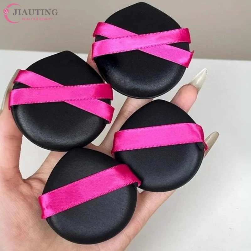 1/3PcsBox Not Eat Foundation Makeup Sponge Puff Dry Wet Dual Use Soft Cotton Black Leather Surface Makeup Tools