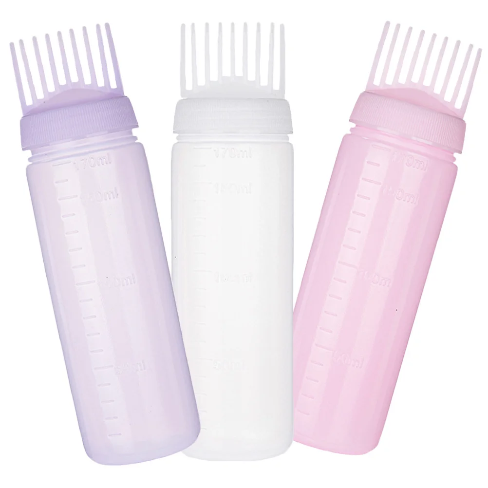 

3Pcs Root Comb Applicator Bottle Hair Dye Coloring Scalp Oil Easy Simple Design Compact Practical Reusable Hair Dye Bottle Comb