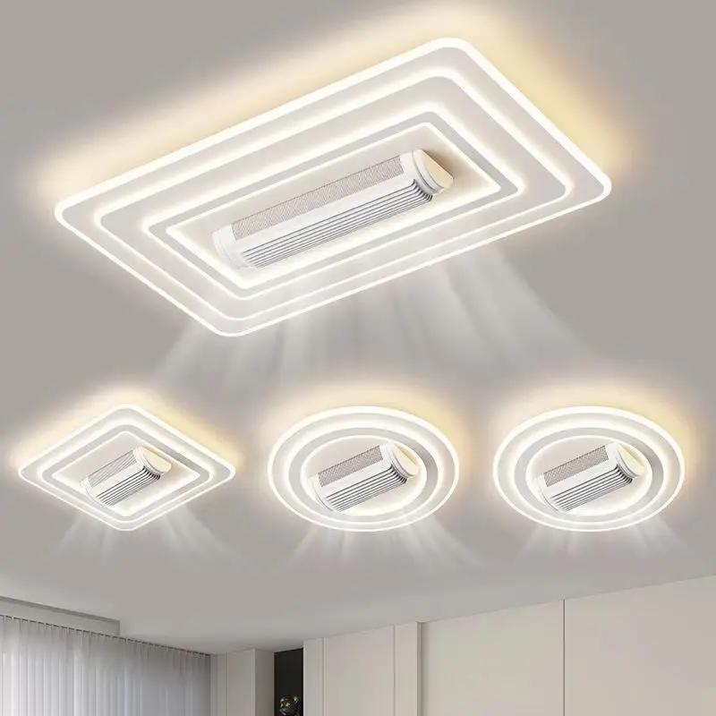 

Round Square Ceiling Fan Lights LED Invisible Bladeless Ceiling Fan Chandelier for Living Room Bedroom Indoor Lamps