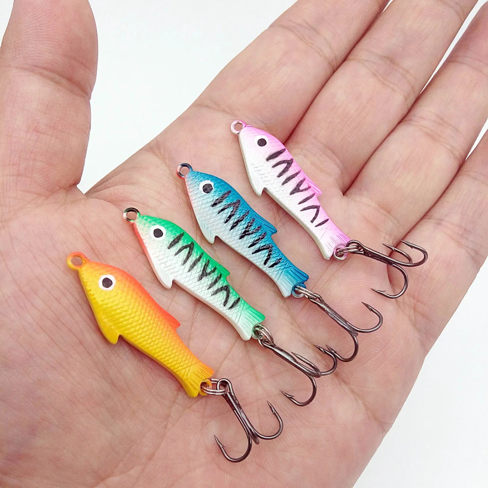 KAKACO 4 Colors Optional  Fishing Hook  7g/50mm Metal Lure Mini Lead Fish Rotating Sequins Hook Lure