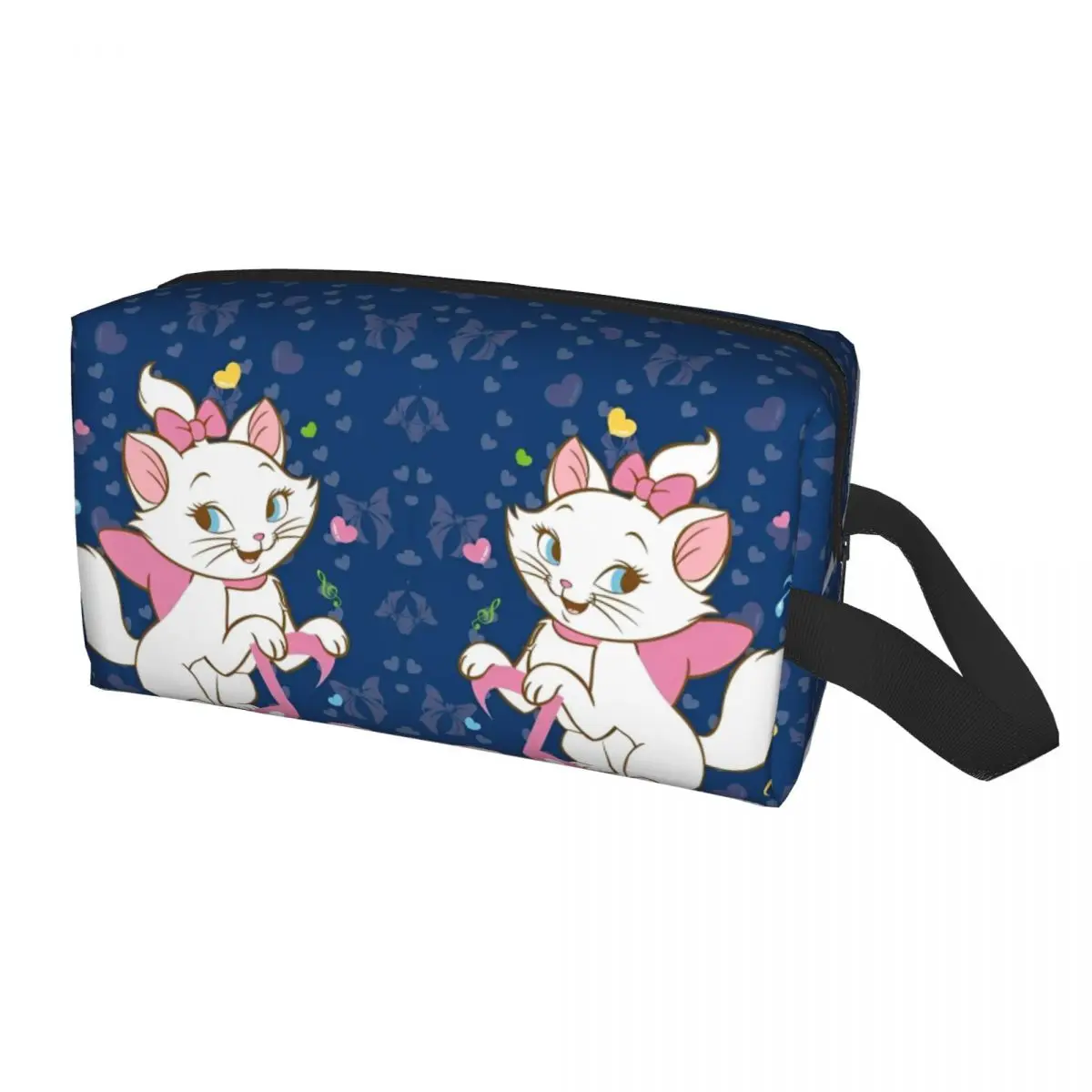 Poudres de maquillage rose Marie Cat pour filles, sacs cosmétiques à fermeture éclair portables Kawaii, organisateurs de stockage personnalisés pour la maison