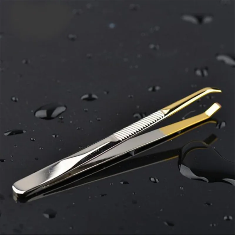 1PCS Eyebrow Tweezers Facial Hair Removal Clip Stainless Steel Flat Slant Tip Eyebrow Eyelash Makeup Tweezer Beauty Tools