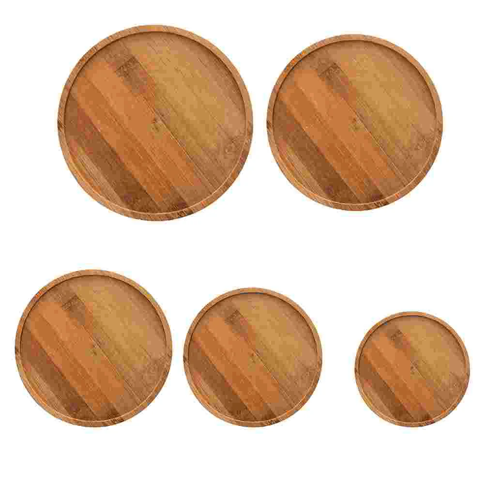 

5 Pcs Bamboo Planter Tray Round Pot Trays Flowerpot Bases Gardening Potted Supplies