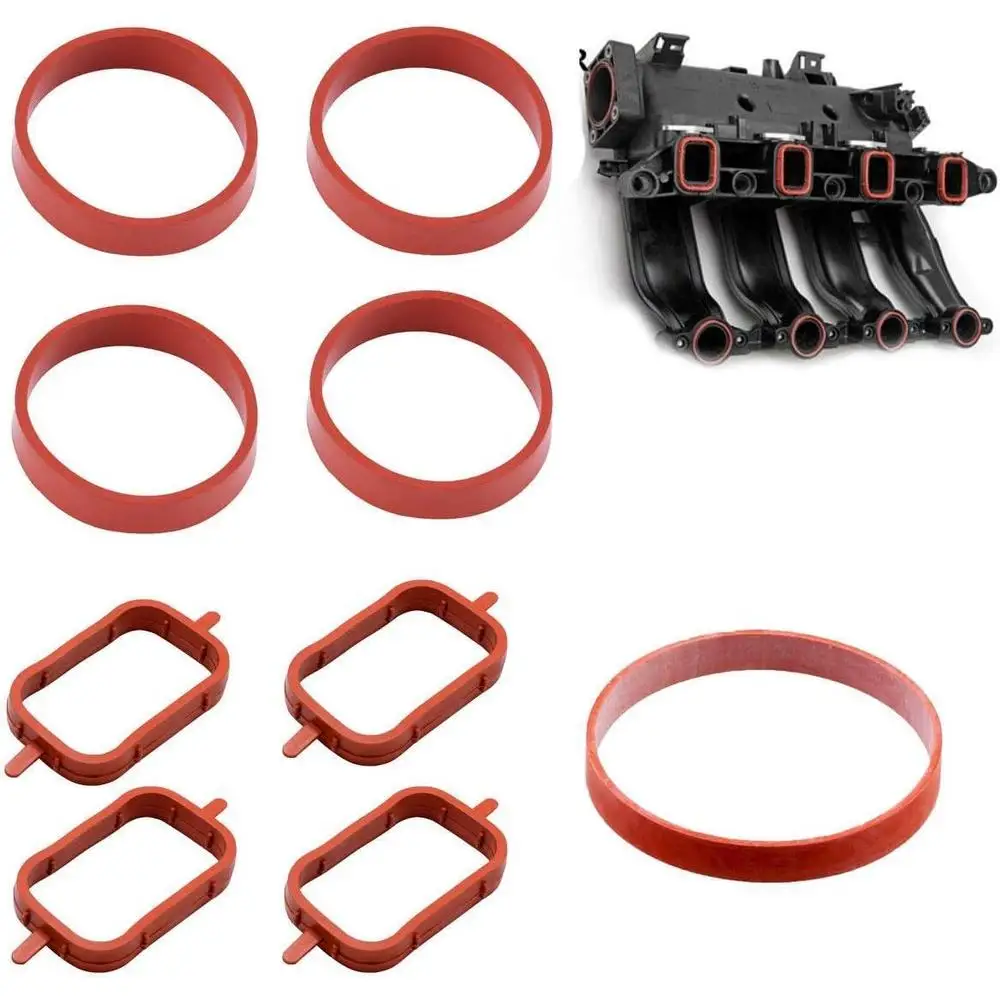 1Set Intake Manifold Gaskets Inlet Repair Kit For BMW 5850788 11617790198 93176515 LKJ101120L 11612246 Red Aluminum Car Parts