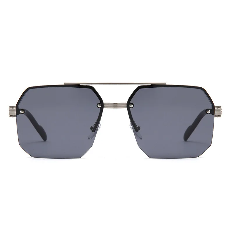 Oversize Retro Doppel Brücken Polygon Quadrat Metall Männer Sonnenbrille Mode Gradient Shades UV400 Trend Frauen Sonnenbrille – Detail 21