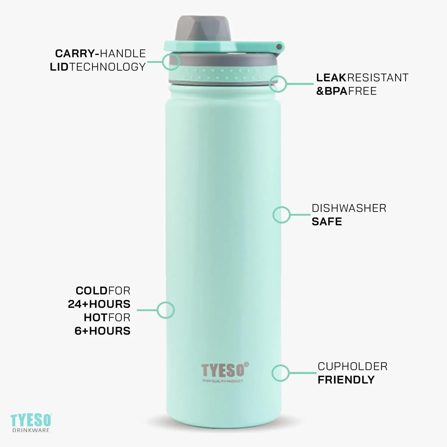 Tyeso Portable Vacuum Flasks Bottle Stainless Steel Travel Bottle Insulated Water Bottle Sport Thermal Cup Mug Aesthetic Mug