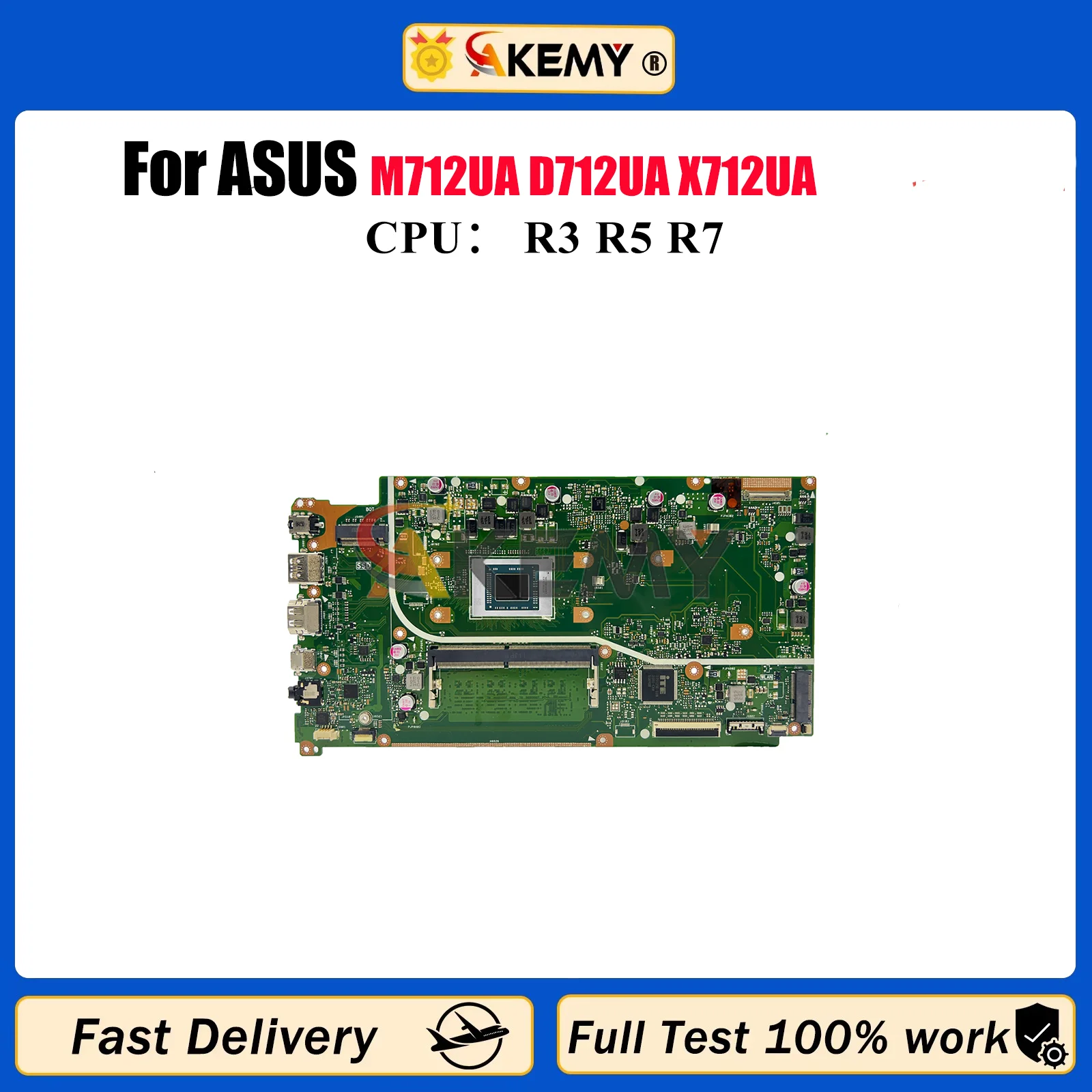 

X712UA Laptop Motherboard For ASUS VivoBook X712U M712UA D712UA X712UA Notebook Mainboard With R3 R5 R7 CPU 100% tests OK stk