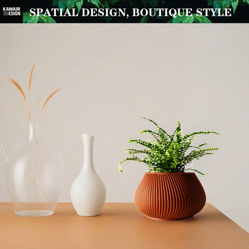 وعاء نباتات مطبوع ثلاثي الأبعاد قابل للتحلل الحيوي قابل للتفصيل بخطوط مفصلة - وعاء نباتات صديق للبيئة صديق للبيئة للمنزل وهدية مستدامة