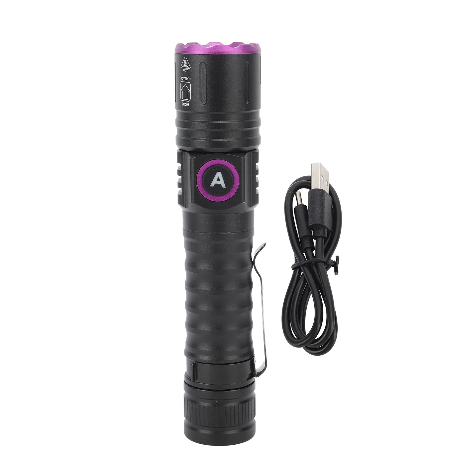 ZK40 UV 395nm Flashlight USB Rechargeable Portable Handheld UV Flashlight Detection for Dog Urine Pet Stains