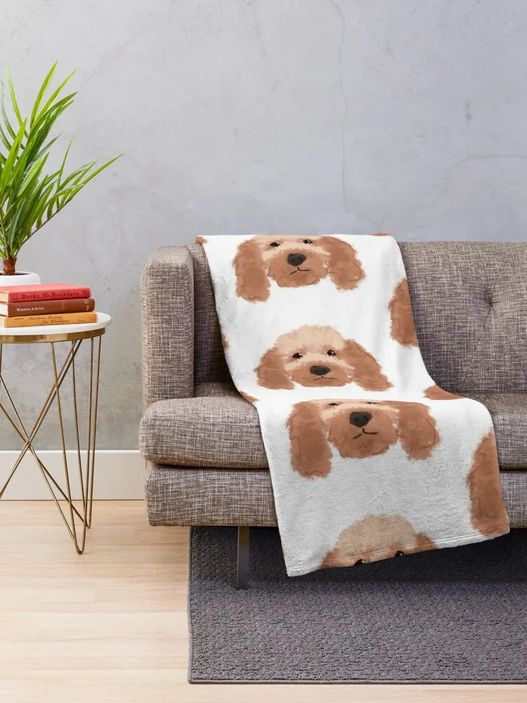 Small Cockapoo portrait Throw Blanket Soft Plaid heavy to sleep Cute Plaid Blankets