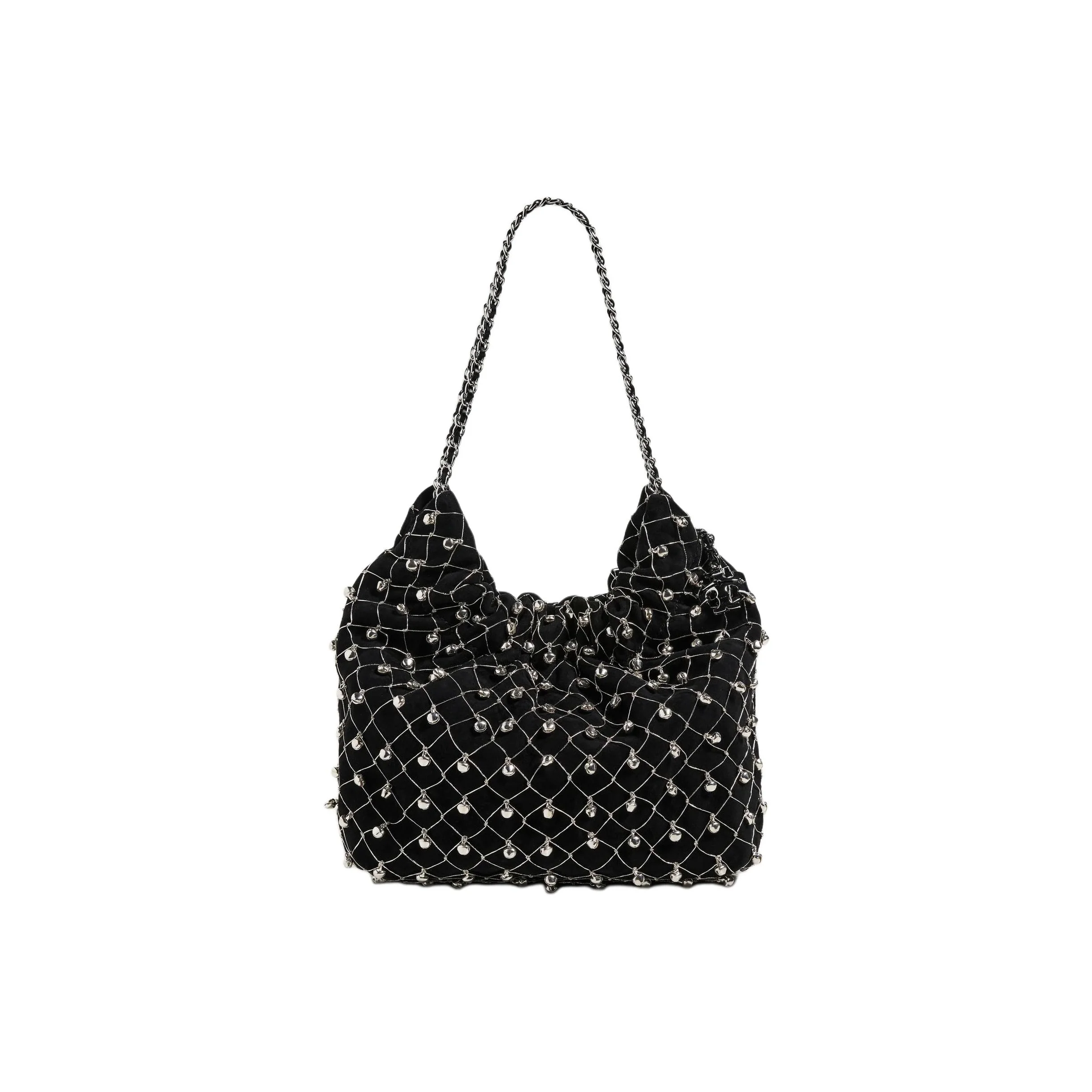 Bolsa Hobo de Suede TORY BURCH Fleming, Bolsa Transversal Mini Feminina Preta