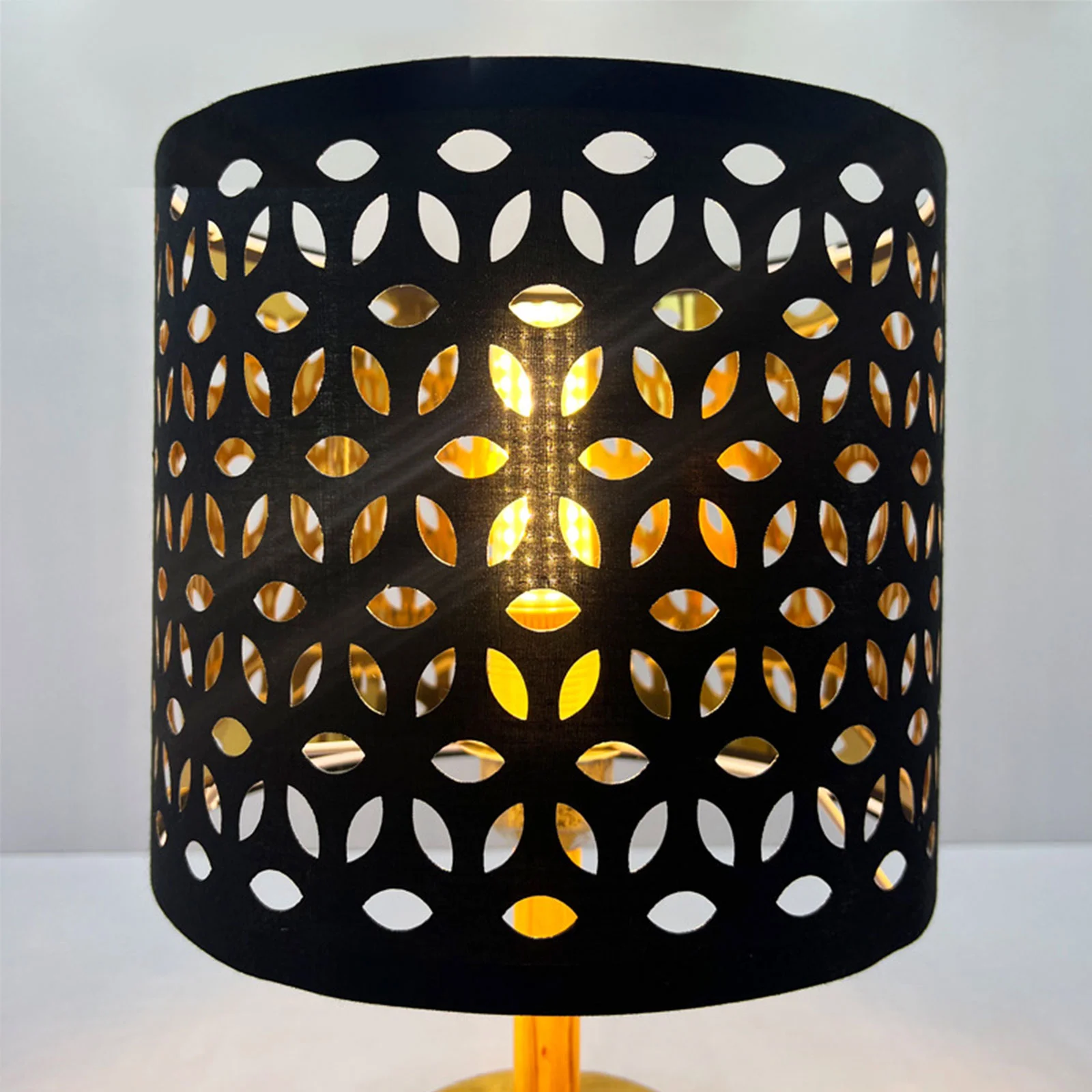 Lampshade Hollow-out Cloth Fabric Light Table for Desk Chandelier Bulb Black Pendant