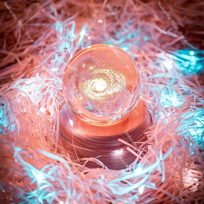 Crystal Ball Rotating Music Box Night Light,Desktop Decorative Lamp,Creative Romantic Ornament Gift for Bedroom Ambience