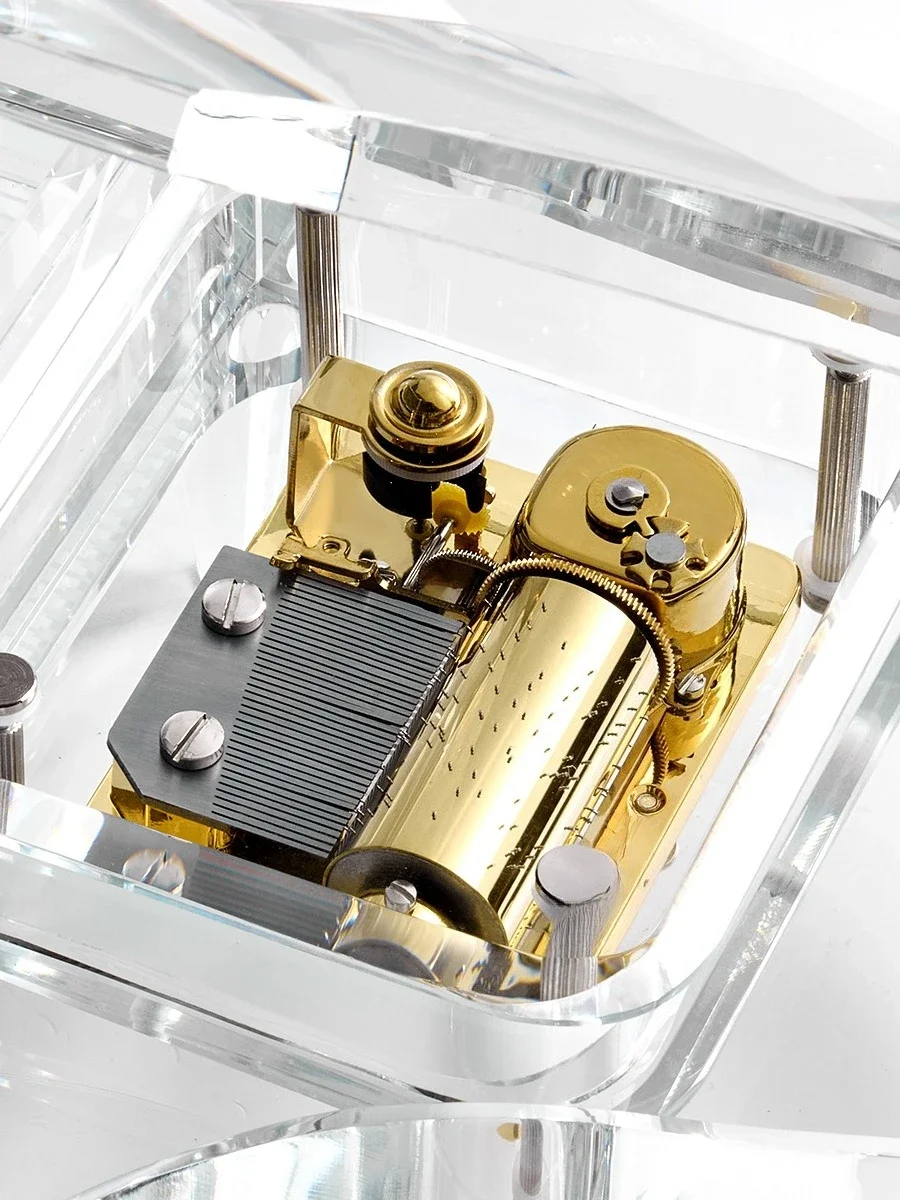 Crystal glass piano music box, equipped with professional movement, Valentine's Day gift for girls
