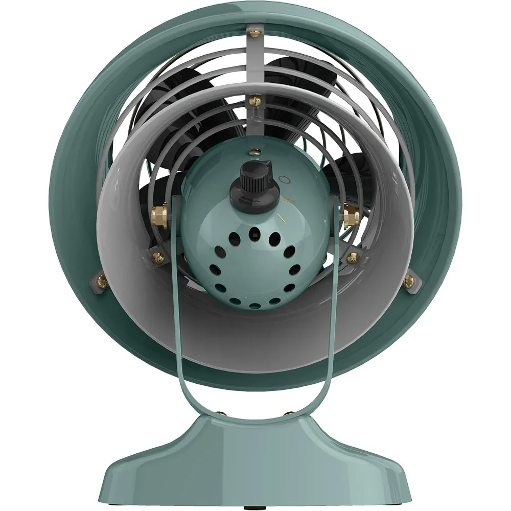 Mini Classic Vintage Fan | Retro Metal Air Circulator with Original Base for Desk & Bedside | 2 Speeds, Adjustable Tilt | Green