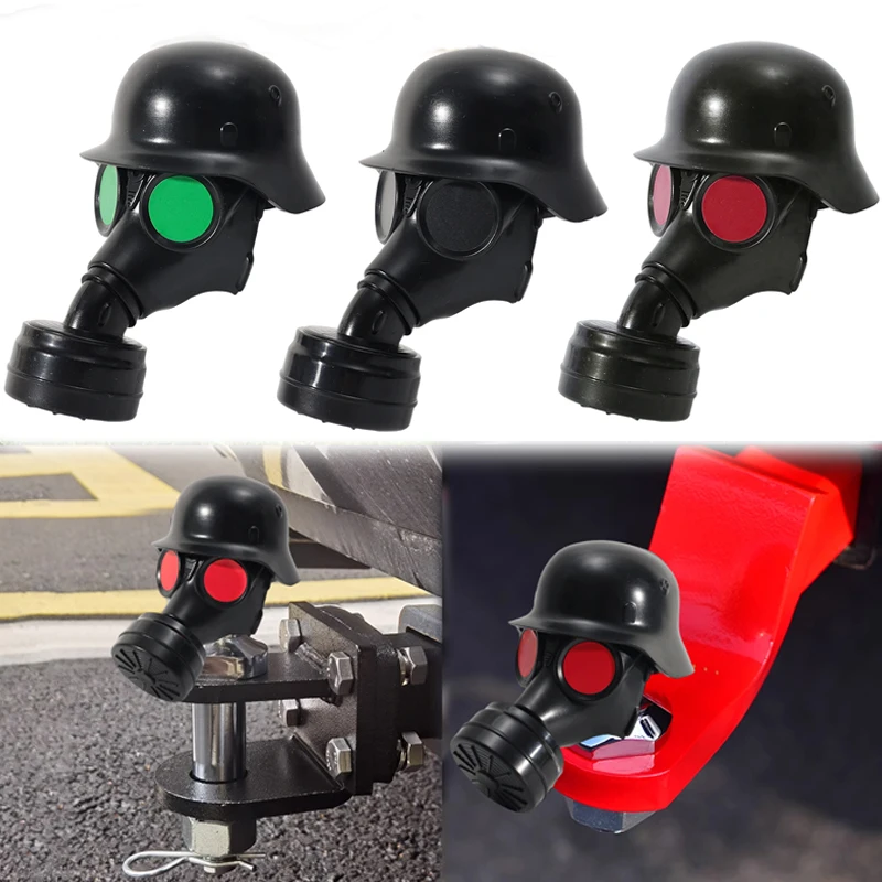 

3D Printed Trailer Hitch Ball Cover Trailer Hitch Cover with Steel Helmet and Gas Mask Prevent Receiver Tube From Rusting 1pc