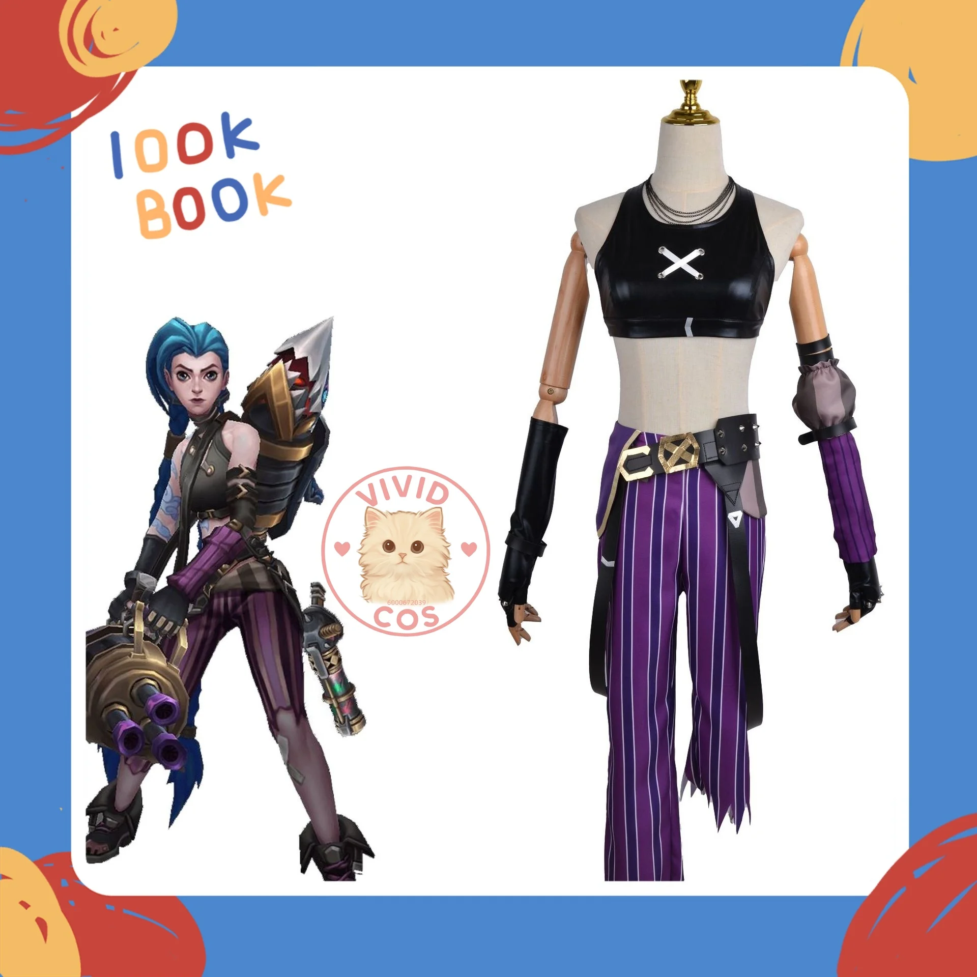 

League of Legends: Arcane Jinx Full Set of Cosplay Costume Anime-style Games Complete Women's Outfit Game - Licensed Chic Suit