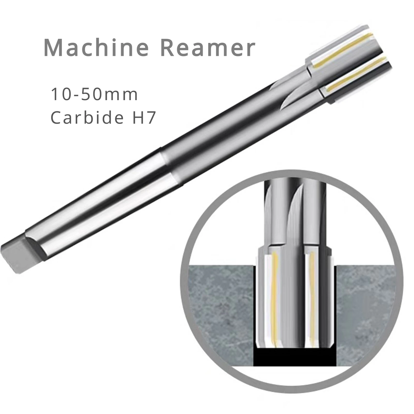 

10-50mm Carbide H7 Machine Reamer Taper Shank Extended Blade Rotary Tool Inlaid Chucking Metal YG8 Hole Expansion High Precision