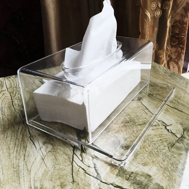 New Clear Acrylic Tissue Box Holder Tissue Dispenser Napkin Holder Car Home Office Desktop Tissue Storage Box Organizer V3K4W7