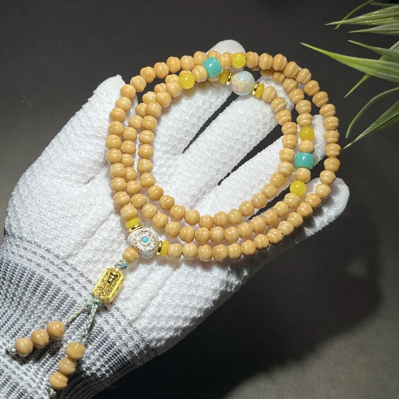 Ridge Bodhi Twist Bead Long Strand Straight Cut Deep Pit Multi-Faceted Bracelet