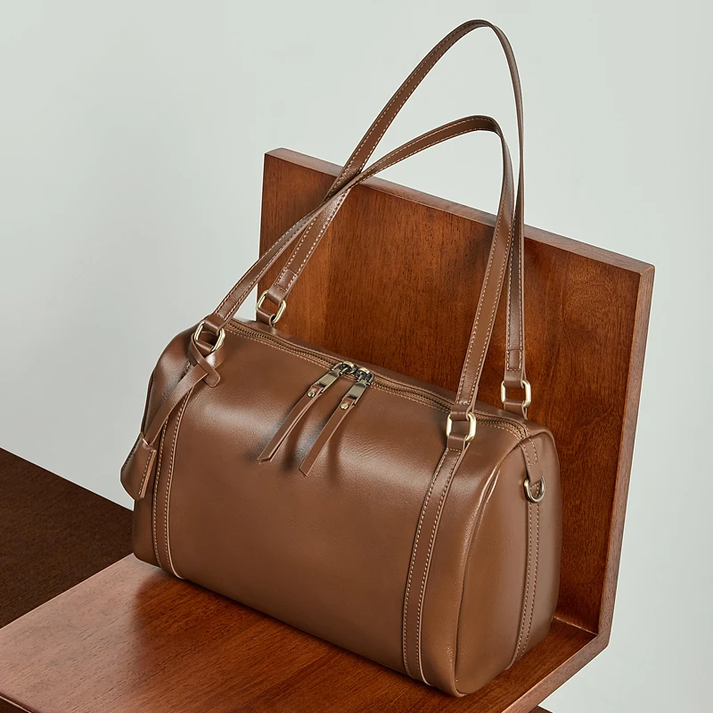 2026 Borsa Boston da donna nuova Borsa a tracolla da donna di lusso in vera pelle Pelle bovina Borse a tracolla femminili versatili di grande capacità