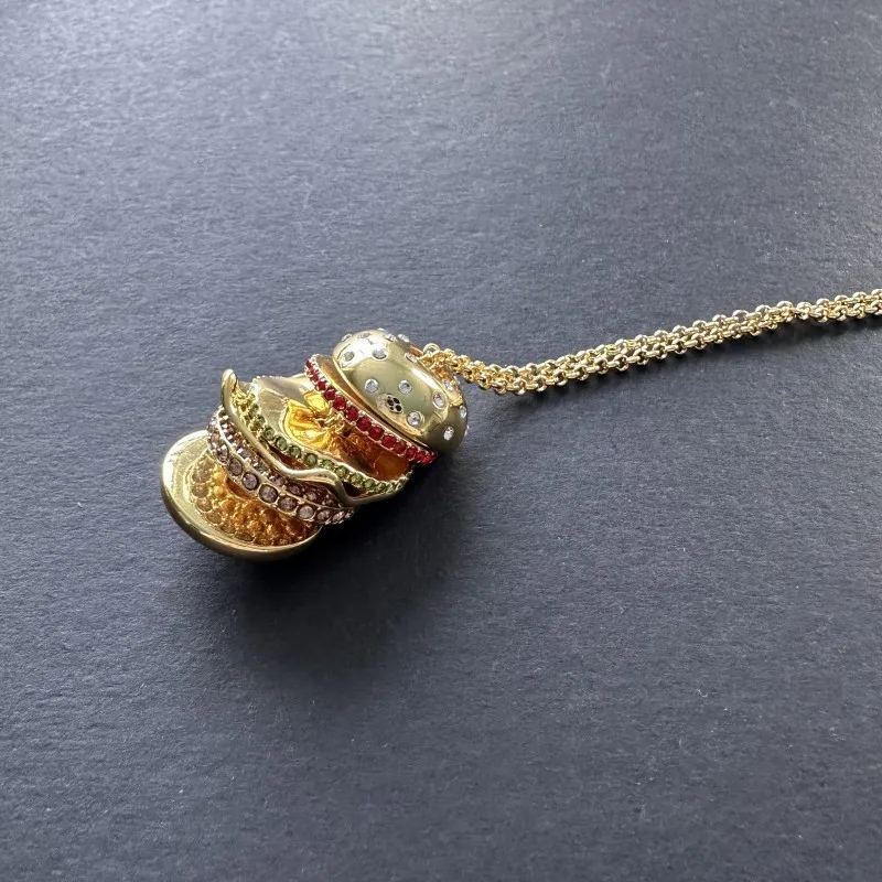 VKVVA Fun Hamburger Fries Ice Cream Food Jewelry Set, Niche Unique Creative Necklace Bracelet Earrings for Women Daily Gift