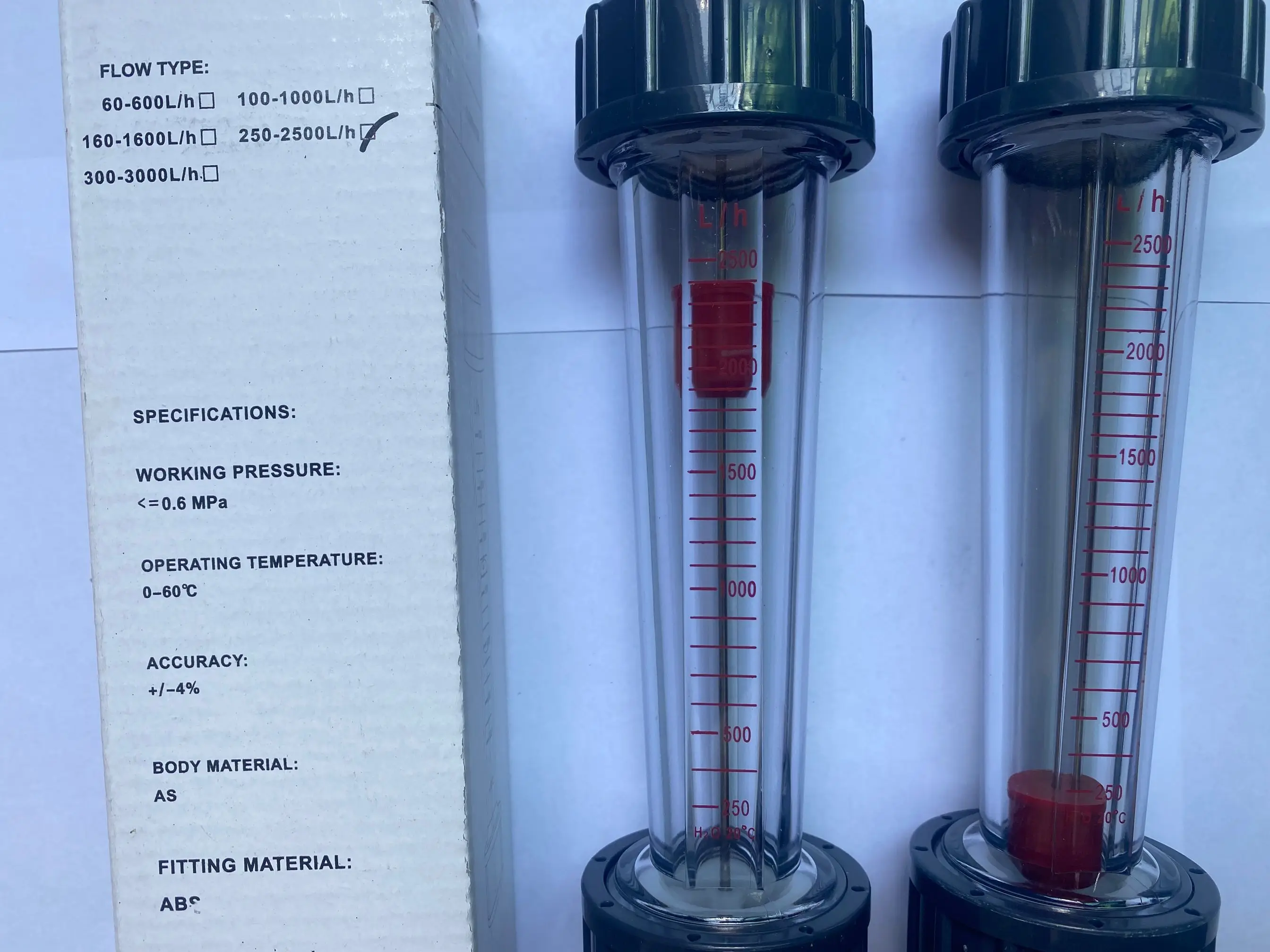 LOUCHEN ZM New 250-2500L/H Plastic Tube Type Liquid Water Rotameter LZS-25 Flow Meter