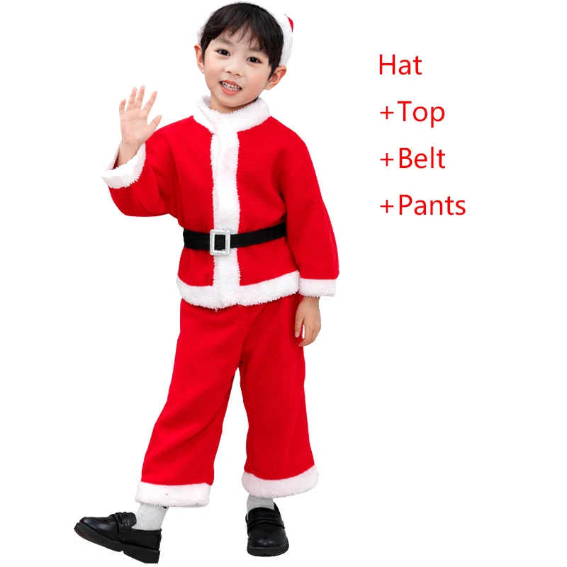 Christmas Baby Clothes Kids Santa Claus Cosplay Costume Boys Long Sleeve Clothes Toddler Girls Dress Cute Infant Winter Outwear