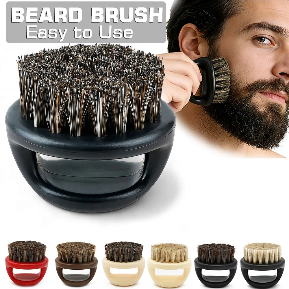 

Men Beard Brush Oval Facial Brush With Ring Holder - Boar Bristle and ABS Handle Hair Comb