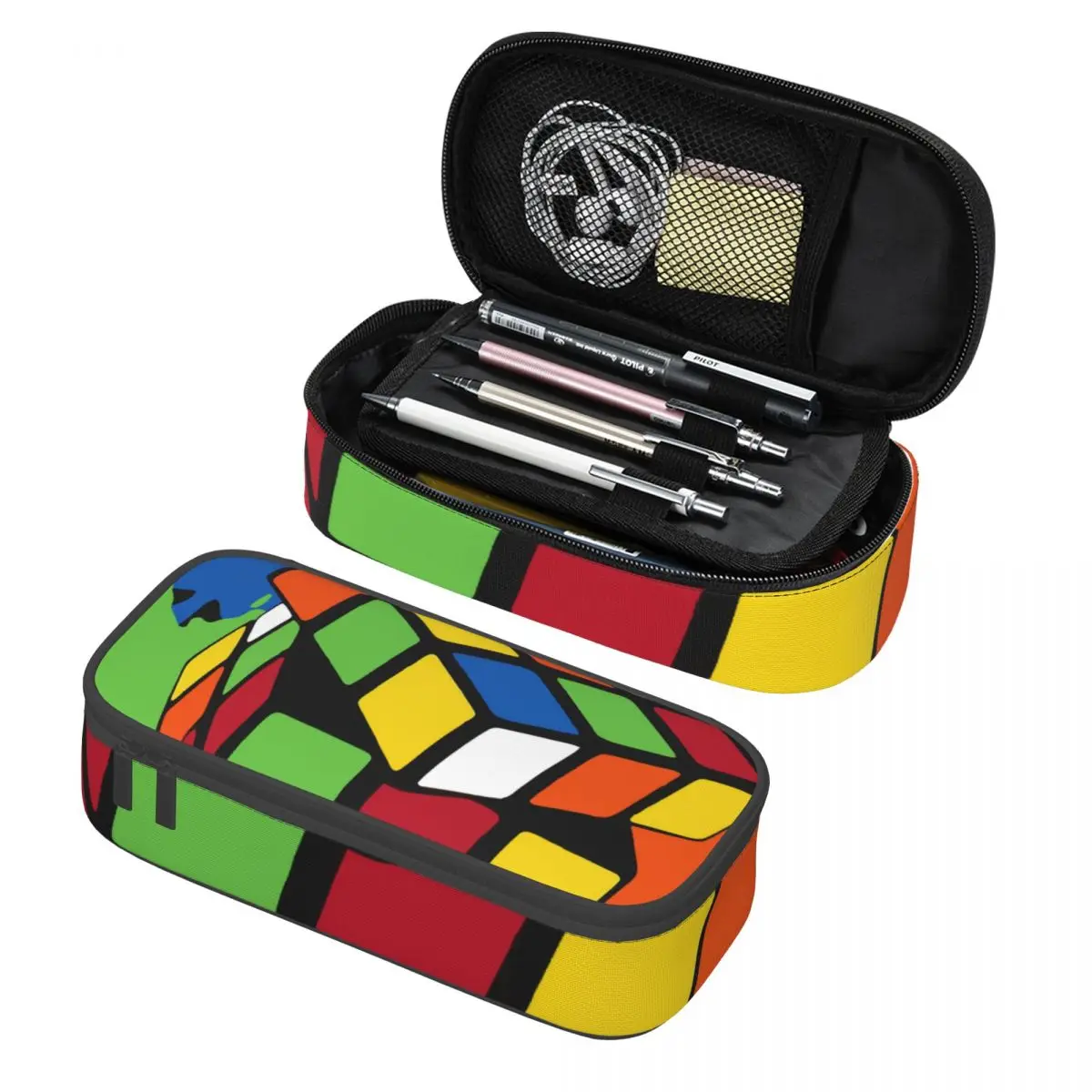 Imagem -01 - Kawaii Derretimento Rubiks Cubo Estojos de Lápis Grande Armazenamento Matemática Geométrica Magic Pencil Pouch Papelaria para Menina e Menino Personalizado kawaii derretimento rubiks cubo estojos de lapis grande armazenamento matematica geometrica magic pencil pouch papelaria para menina e menino personalizado 01