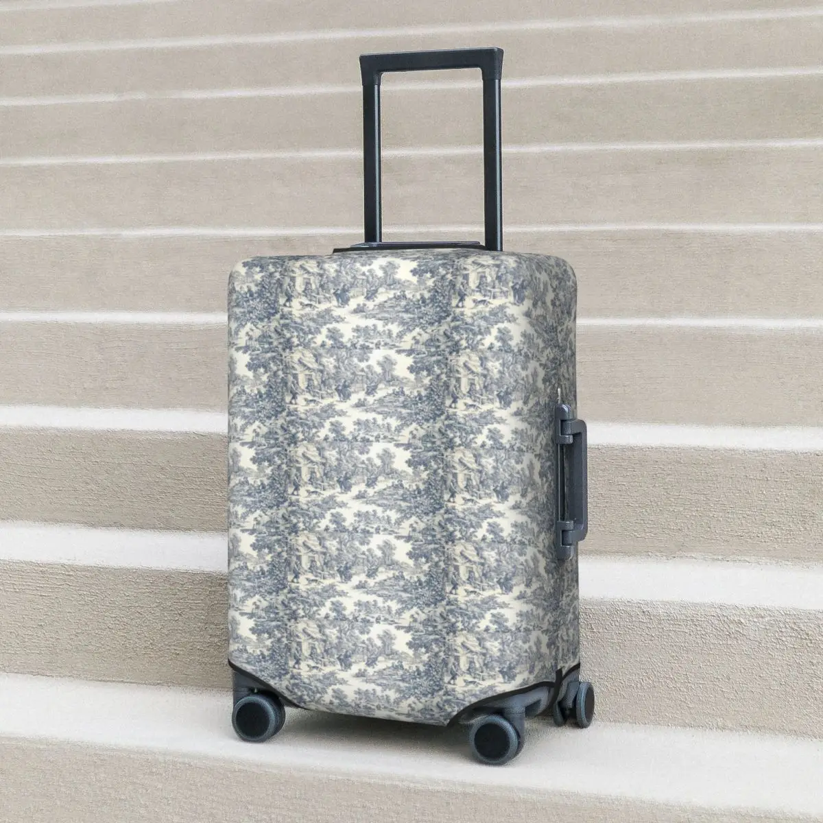 Toile De Jouy Number 2 Suitcase Cover Protection Elastic Travel Luggage Protector Covers for 18-32 Inch