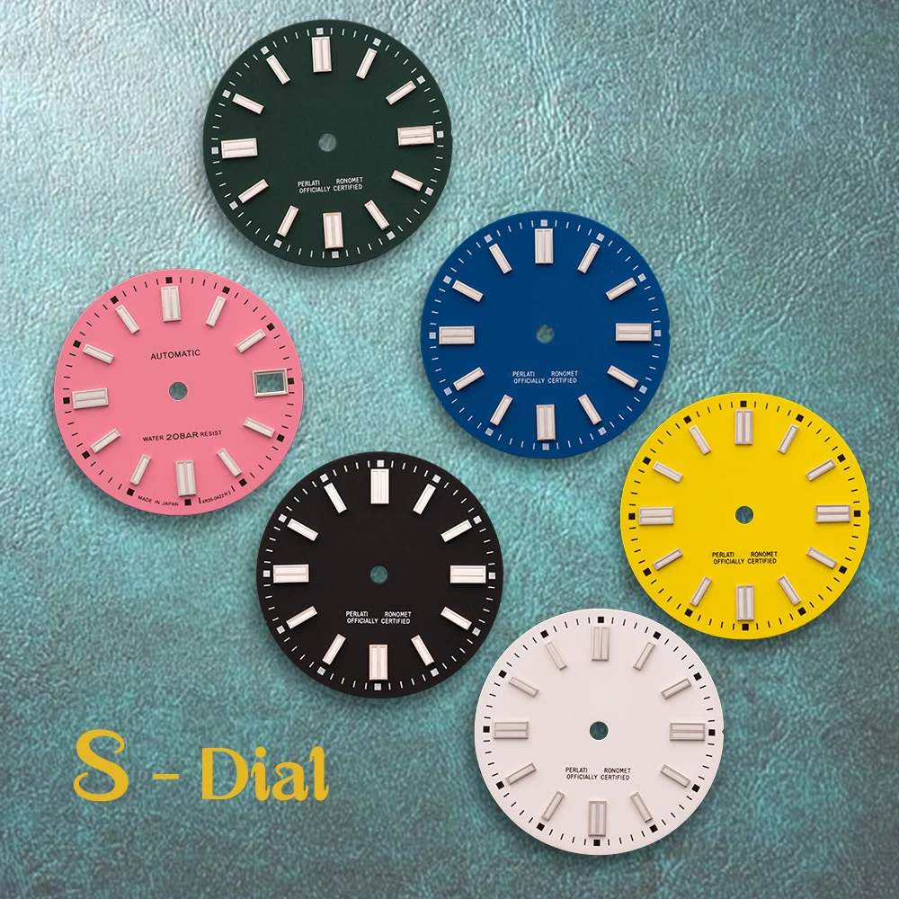 

Циферблат 28,5 мм с логотипом S, новый матовый циферблат NH35, подходит для японских механизмов NH36/4R/7S, зеленый люминесцентный, аксессуары для модификации часов ﻿
