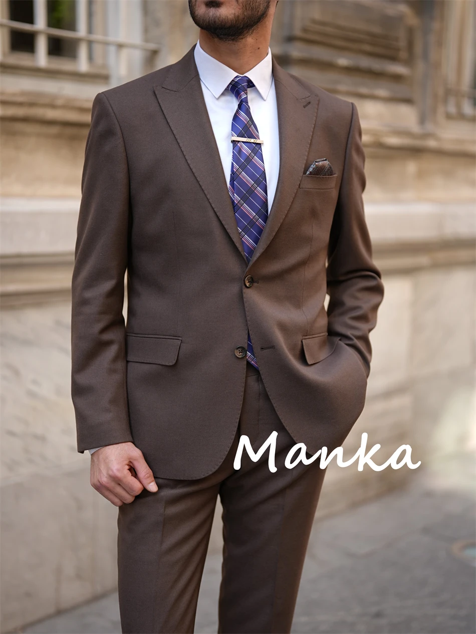 Klassische braune Herren anzüge für Hochzeit Bräutigam tragen Slim Fit italienischen Stil Blaze Hosen formelle Business Office Party männlichen Anzug